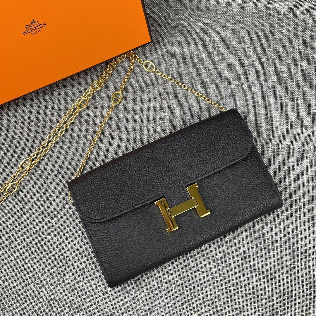 Hermes Constance gold chain togo leather